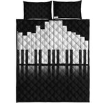 Black And White Piano Keyboard Print Quilt Bed Set