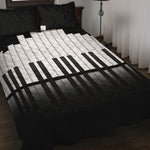Black And White Piano Keyboard Print Quilt Bed Set