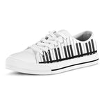 Black And White Piano Keyboard Print White Low Top Shoes