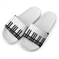 Black And White Piano Keyboard Print White Slide Sandals