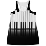 Black And White Piano Keyboard Print Women's Racerback Tank Top