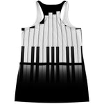Black And White Piano Keyboard Print Women's Racerback Tank Top