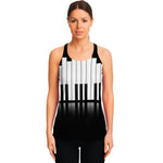 Black And White Piano Keyboard Print Women's Racerback Tank Top