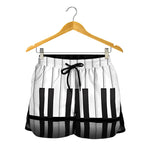 Black And White Piano Keyboard Print Women's Shorts