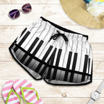 Black And White Piano Keyboard Print Women's Shorts