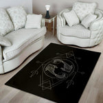 Black And White Pisces Sign Print Area Rug