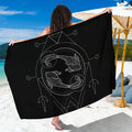 Black And White Pisces Sign Print Beach Sarong Wrap