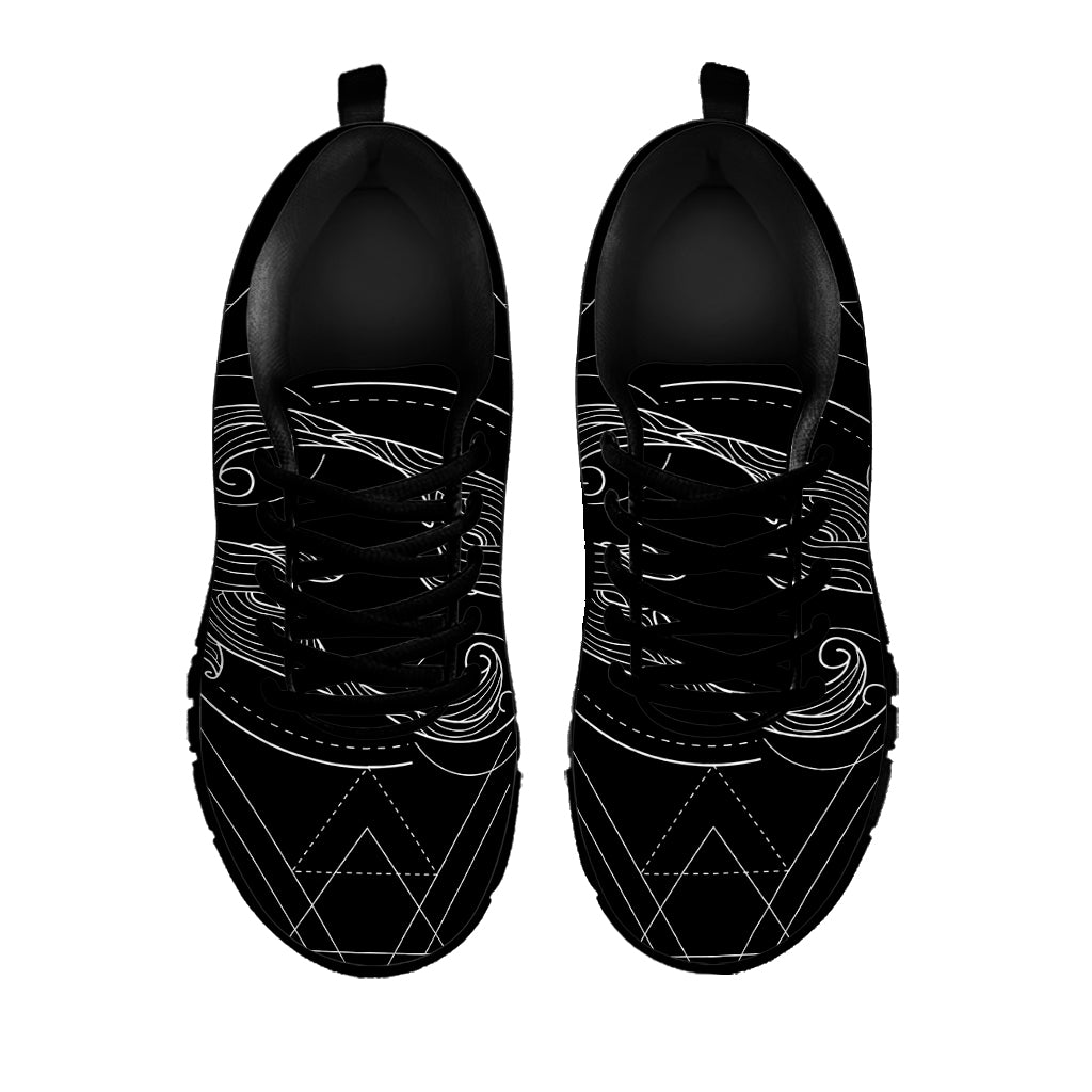 Black And White Pisces Sign Print Black Sneakers