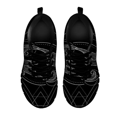 Black And White Pisces Sign Print Black Sneakers