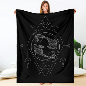 Black And White Pisces Sign Print Blanket