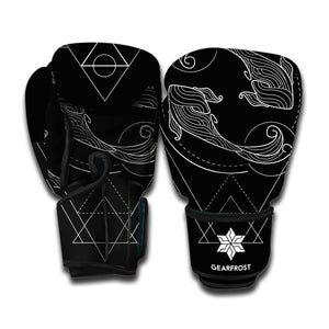 Black And White Pisces Sign Print Boxing Gloves