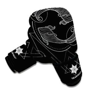 Black And White Pisces Sign Print Boxing Gloves