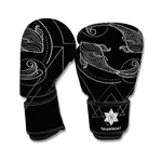 Black And White Pisces Sign Print Boxing Gloves