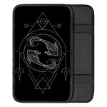 Black And White Pisces Sign Print Car Center Console Cover