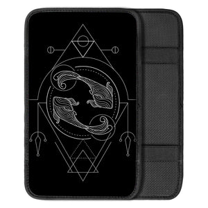 Black And White Pisces Sign Print Car Center Console Cover