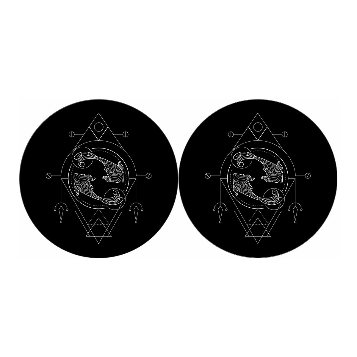 Black And White Pisces Sign Print Car Coasters