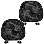Black And White Pisces Sign Print Car Headrest Covers