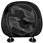Black And White Pisces Sign Print Car Headrest Covers