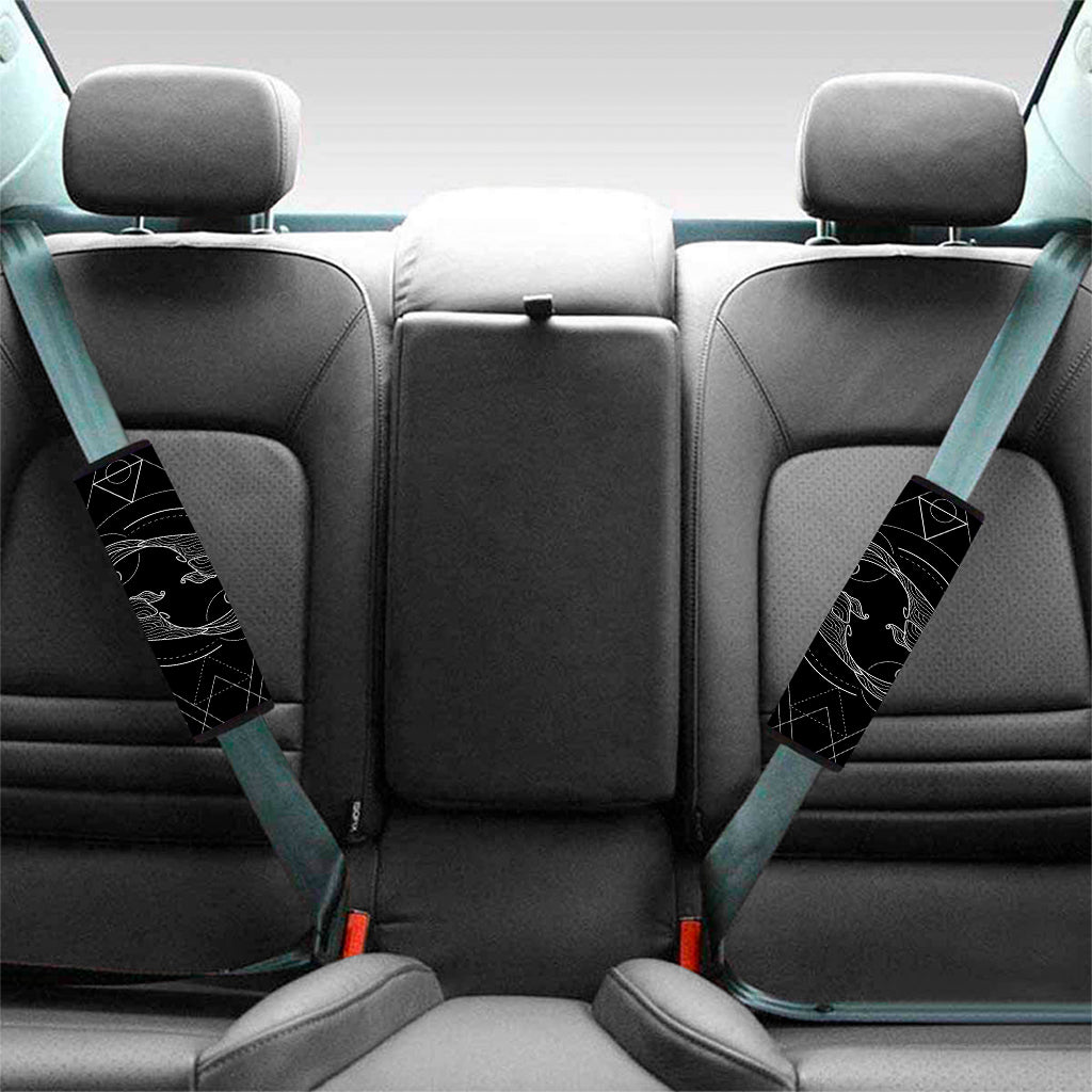 Black And White Pisces Sign Print Car Seat Belt Covers