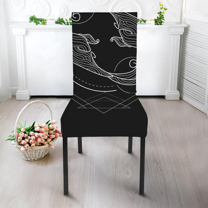 Black And White Pisces Sign Print Dining Chair Slipcover