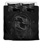 Black And White Pisces Sign Print Duvet Cover Bedding Set