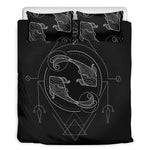 Black And White Pisces Sign Print Duvet Cover Bedding Set
