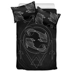 Black And White Pisces Sign Print Duvet Cover Bedding Set