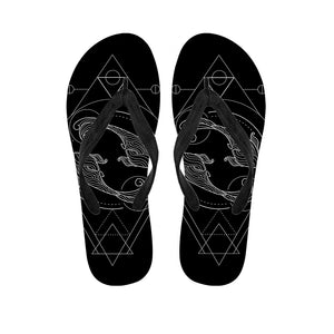 Black And White Pisces Sign Print Flip Flops