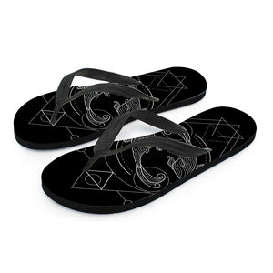 Black And White Pisces Sign Print Flip Flops