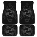 Black And White Pisces Sign Print Front and Back Car Floor Mats