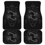 Black And White Pisces Sign Print Front and Back Car Floor Mats