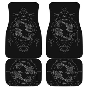 Black And White Pisces Sign Print Front and Back Car Floor Mats