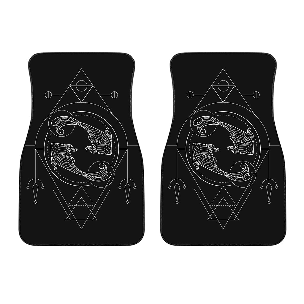 Black And White Pisces Sign Print Front Car Floor Mats