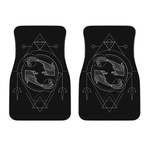 Black And White Pisces Sign Print Front Car Floor Mats