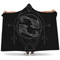 Black And White Pisces Sign Print Hooded Blanket