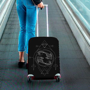 Black And White Pisces Sign Print Luggage Cover