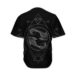 Black And White Pisces Sign Print Men's Baseball Jersey