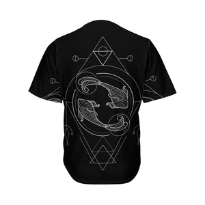 Black And White Pisces Sign Print Men's Baseball Jersey