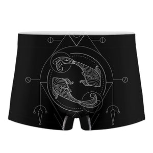 Black And White Pisces Sign Print Men's Boxer Briefs