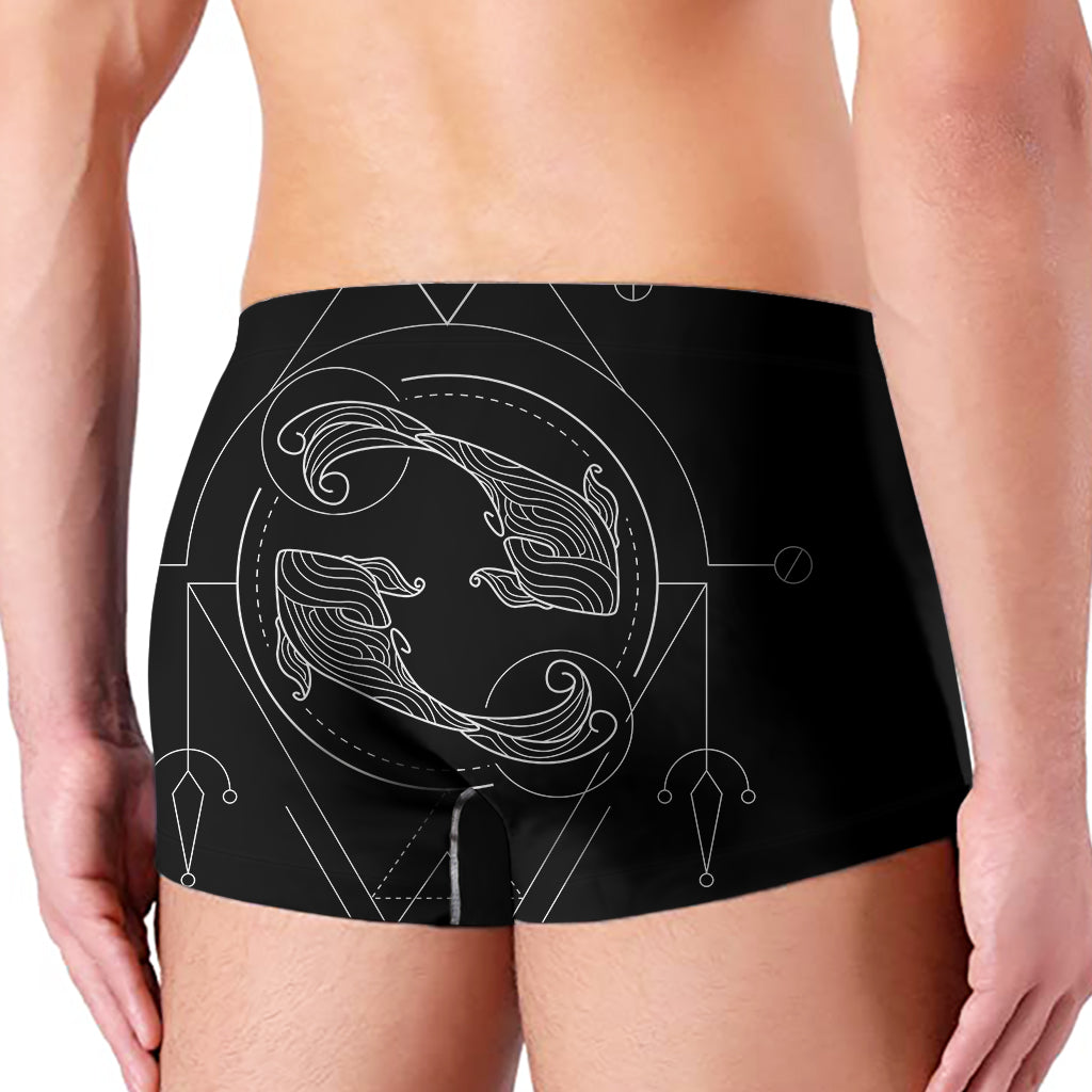 Black And White Pisces Sign Print Men's Boxer Briefs