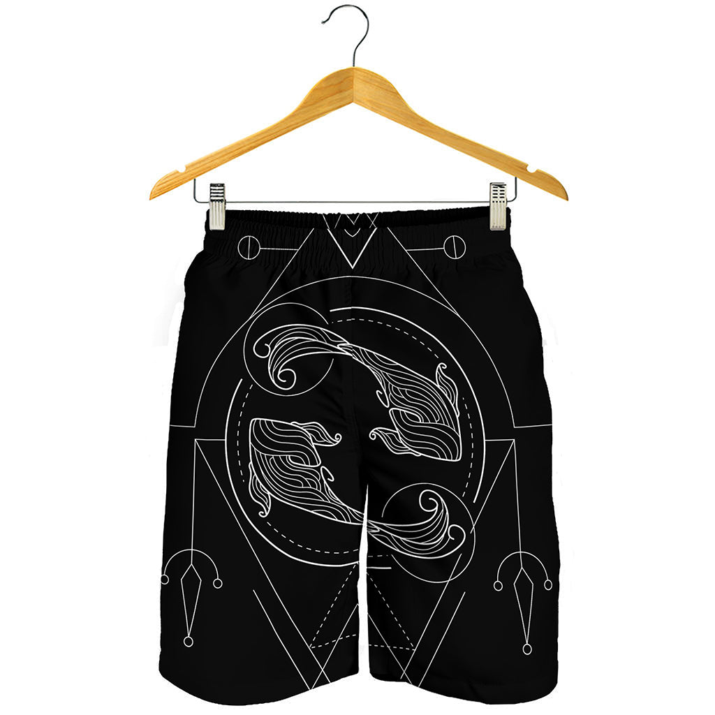 Black And White Pisces Sign Print Men's Shorts