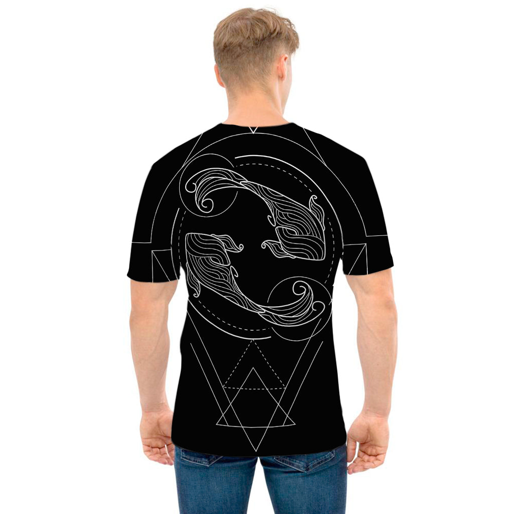 Black And White Pisces Sign Print Men's T-Shirt