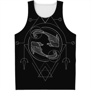 Black And White Pisces Sign Print Men's Tank Top