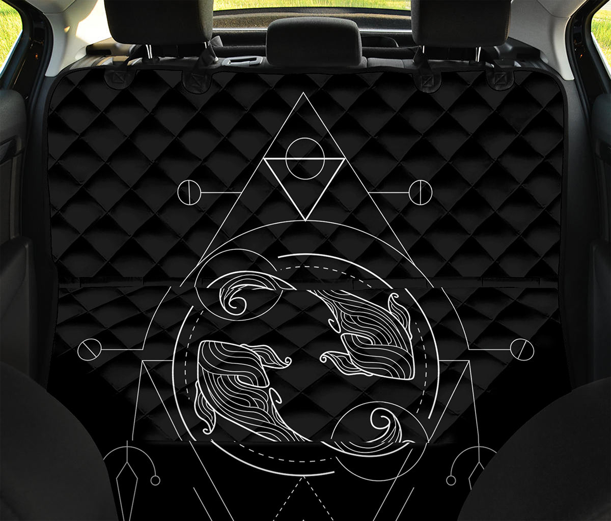 Black And White Pisces Sign Print Pet Car Back Seat Cover