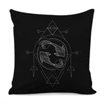 Black And White Pisces Sign Print Pillow Cover