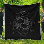 Black And White Pisces Sign Print Quilt