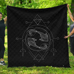 Black And White Pisces Sign Print Quilt