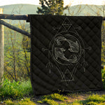 Black And White Pisces Sign Print Quilt