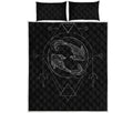 Black And White Pisces Sign Print Quilt Bed Set