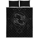 Black And White Pisces Sign Print Quilt Bed Set